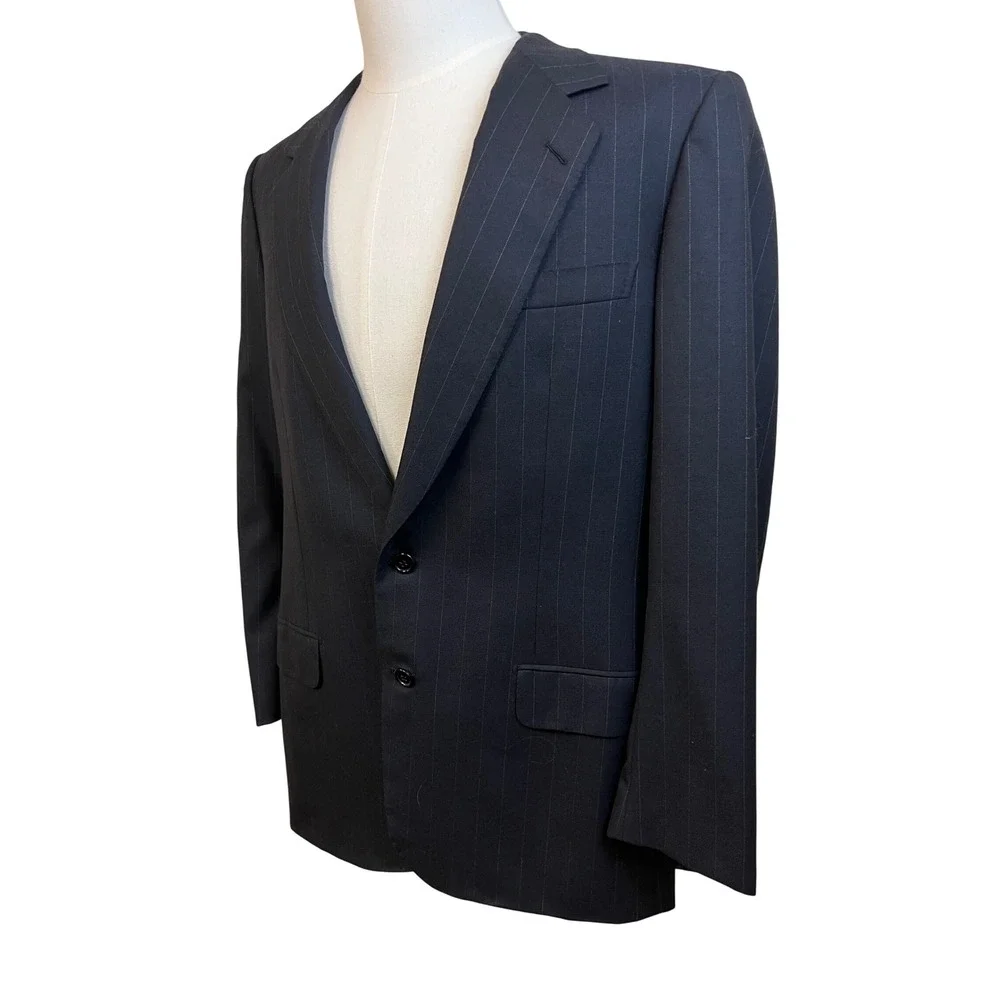 BRIONI Blazer Sport Coat 40L Blue‎ Pinstripe Wool Italy Luxury Professional